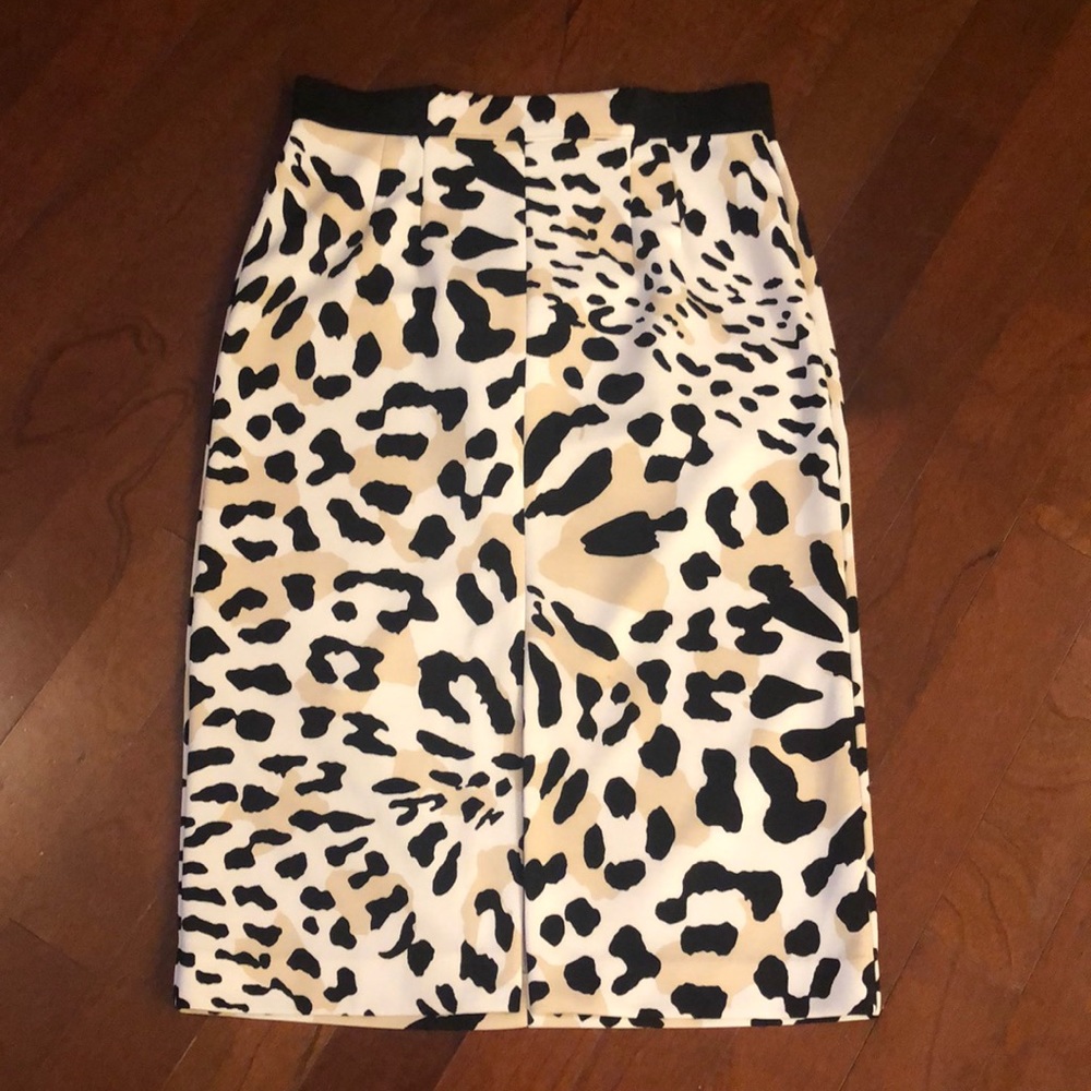 Worthington Leopard Print Front Slit Pencil Skirt